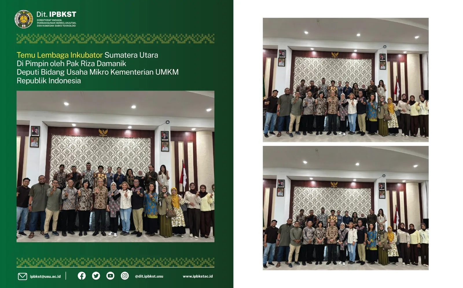 Temu Lembaga Inkubator Sumatera Utara: DIT.IPBKST.USU Perkuat Sinergi Hilirisasi dan Pengembangan UMKM Berbasis Inovasi
